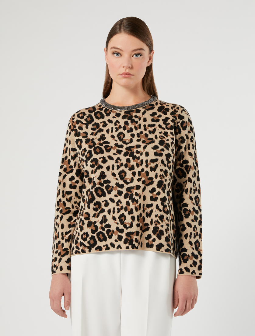 Embroidered jacquard sweater - CAMEL - Marina Rinaldi - 3