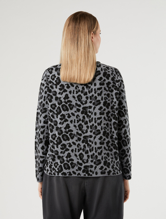 Embroidered jacquard sweater - MEDIUM GREY - Marina Rinaldi - 4