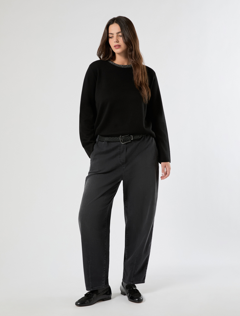Pull en jacquard avec broderie - NOIR - Marina Rinaldi - 2