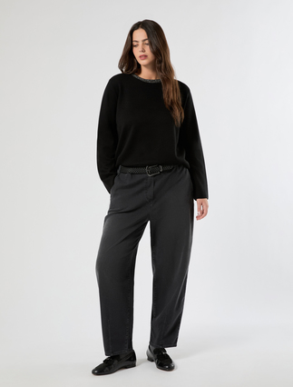 Pull en jacquard avec broderie - NOIR - Marina Rinaldi - 2