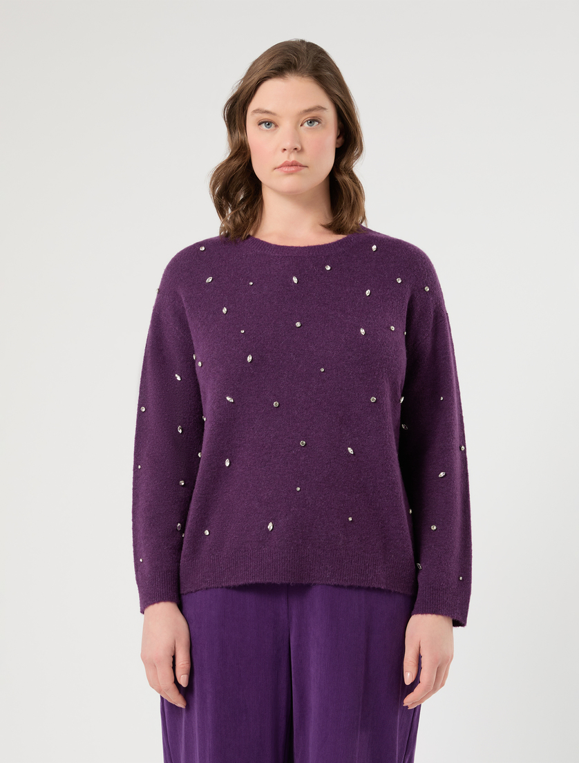 Maglia in misto lana e alpaca - VIOLA SCURO - Marina Rinaldi - 3
