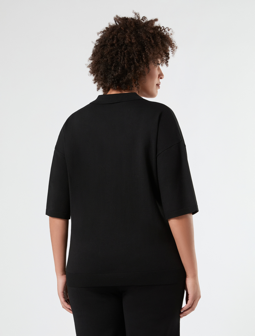 Sweter polo z wiskozy - CZARNY - Marina Rinaldi - 4