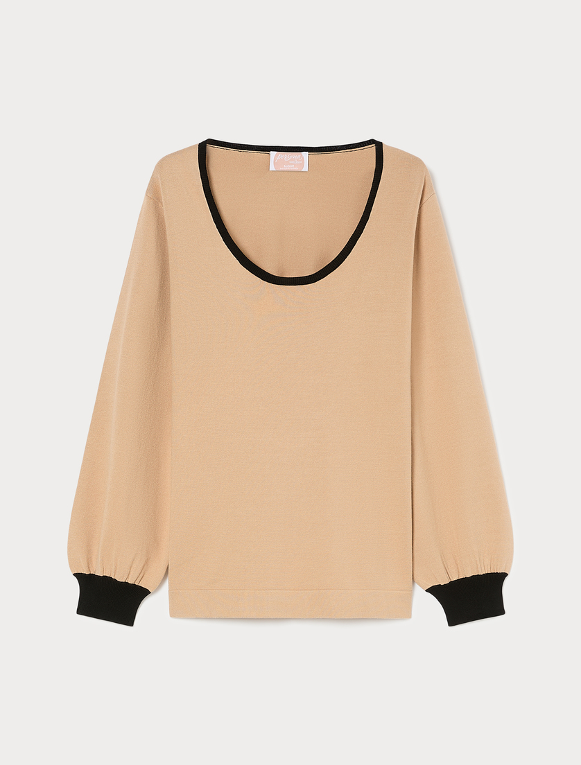 Stretch viscose sweater - CAMEL - Marina Rinaldi