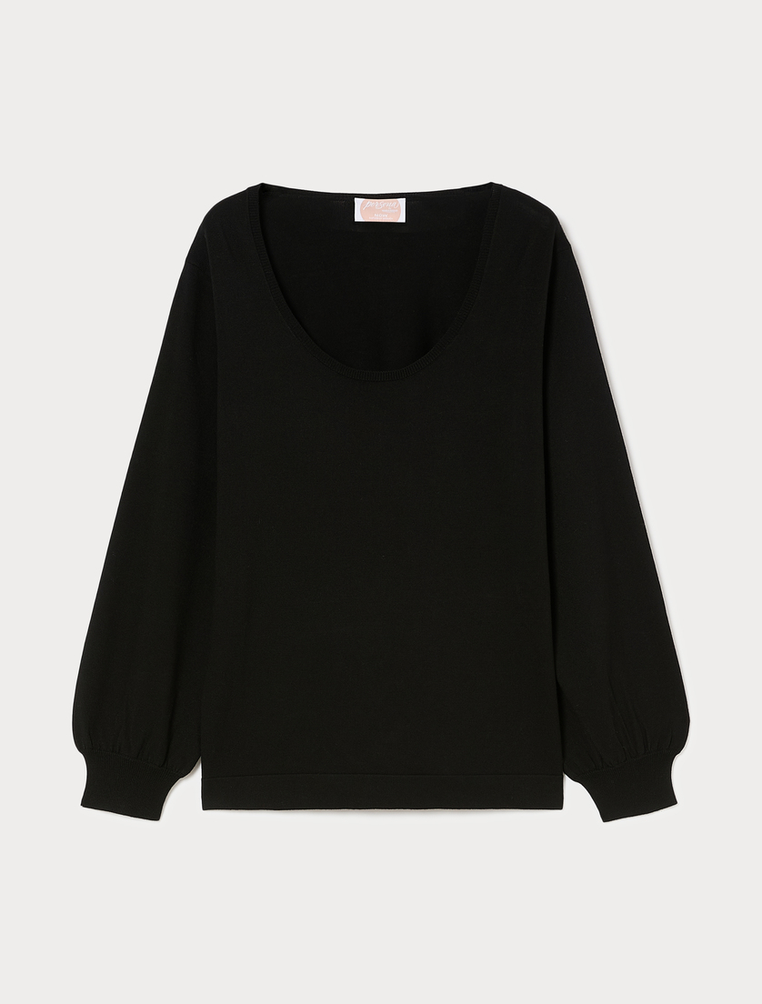 Stretch viscose sweater - BLACK - Marina Rinaldi