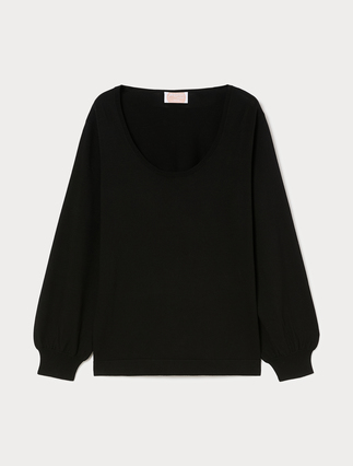 Stretch viscose sweater - BLACK - Marina Rinaldi - 1