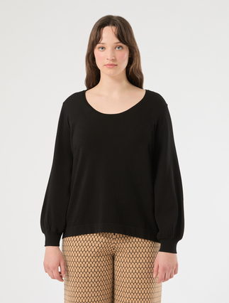 Stretch viscose sweater - BLACK