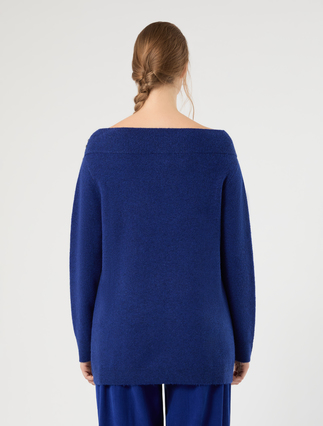 Wool and alpaca sweater with rhinestone detail - CORNFLOWER BLUE - Marina Rinaldi - 4