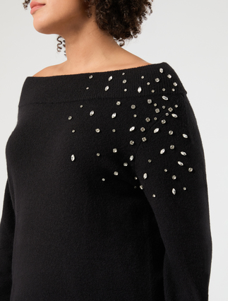 Maglia in lana e alpaca con strass - NERO - Marina Rinaldi - 5