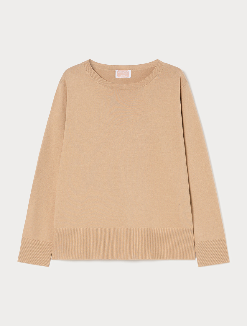 Stretch viscose sweater - CAMEL - Marina Rinaldi