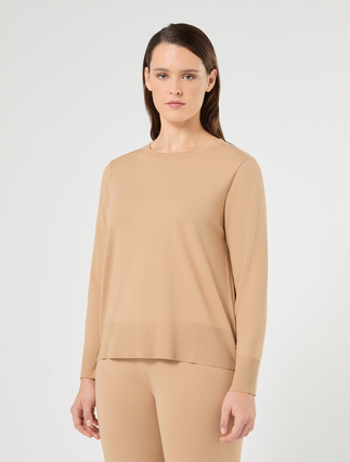 Stretch viscose sweater - CAMEL