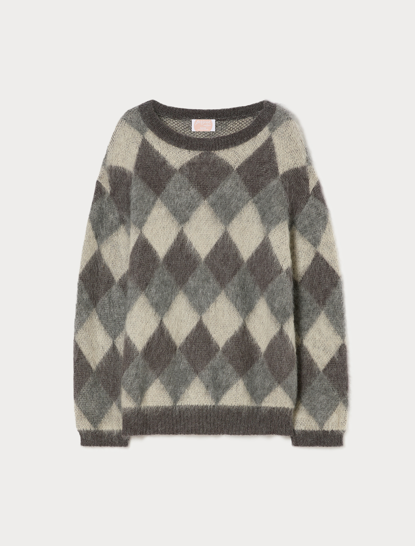 Maglia in misto mohair jacquard - GRIGIO MEDIO - Marina Rinaldi