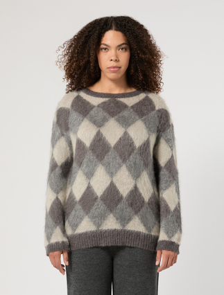 Maglia in misto mohair jacquard - GRIGIO MEDIO - Marina Rinaldi - 3