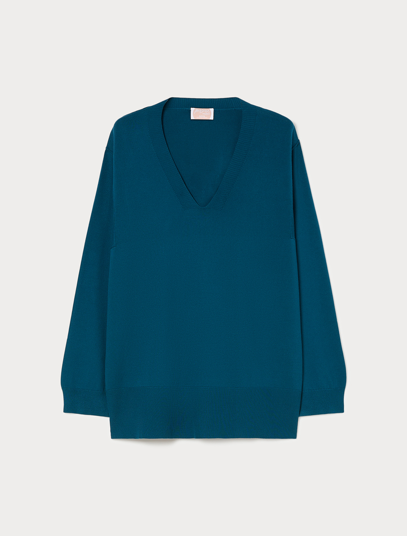Pull en viscose stretch - PETROLE - Marina Rinaldi