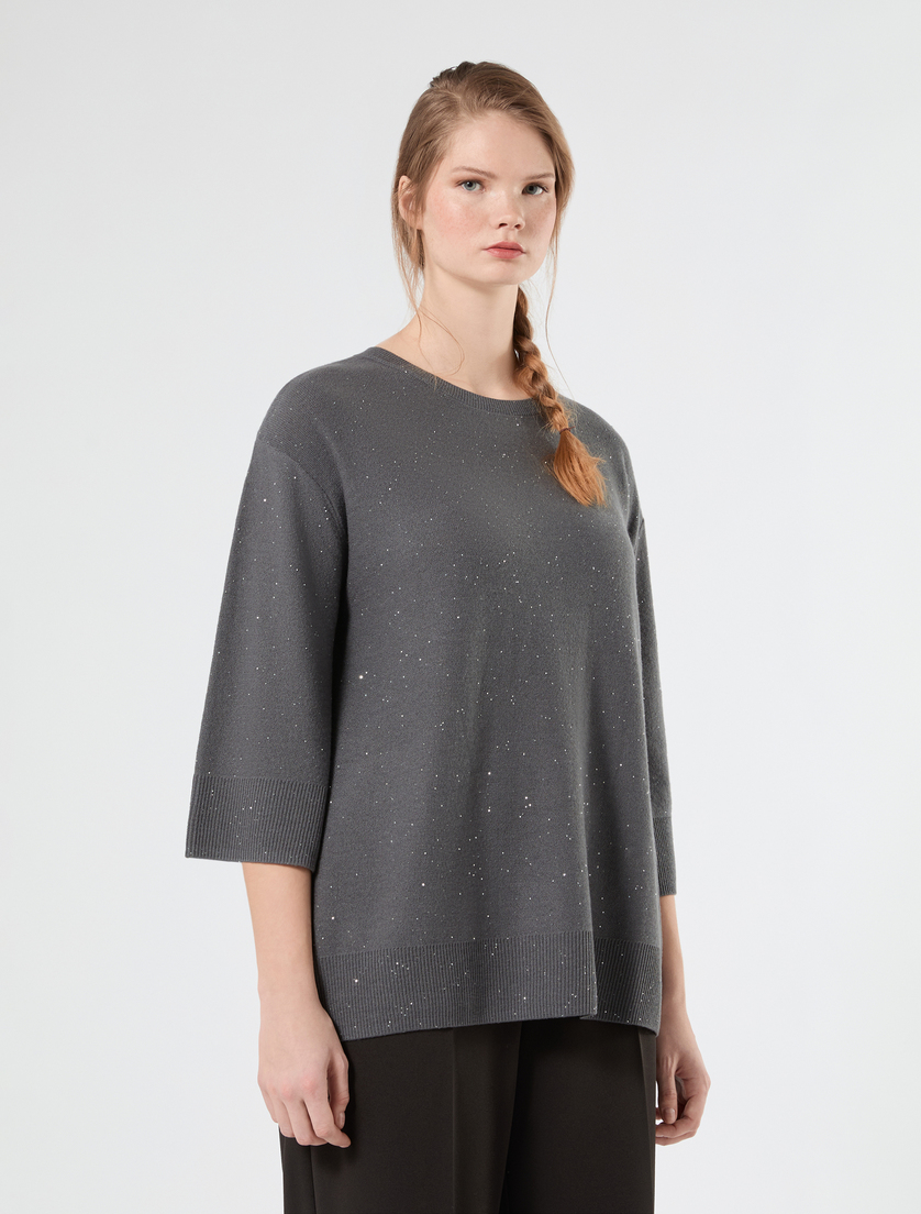 Maglia in filato con micropaillettes - GRIGIO MEDIO - Marina Rinaldi - 3
