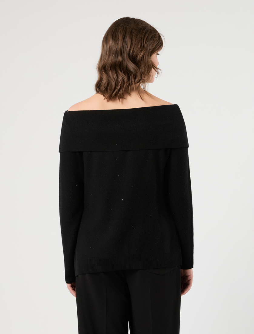 Maglia in filato micropaillettes - NERO - Marina Rinaldi - 4