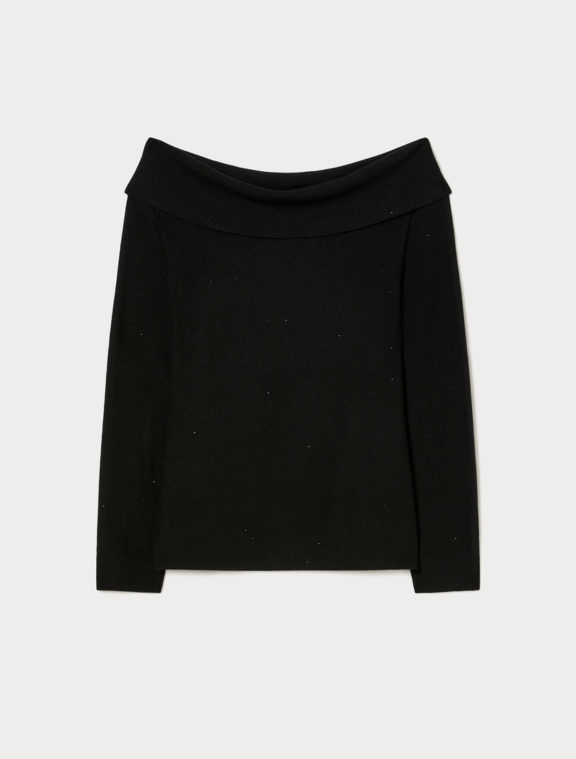 Maglia in filato micropaillettes - NERO - Marina Rinaldi