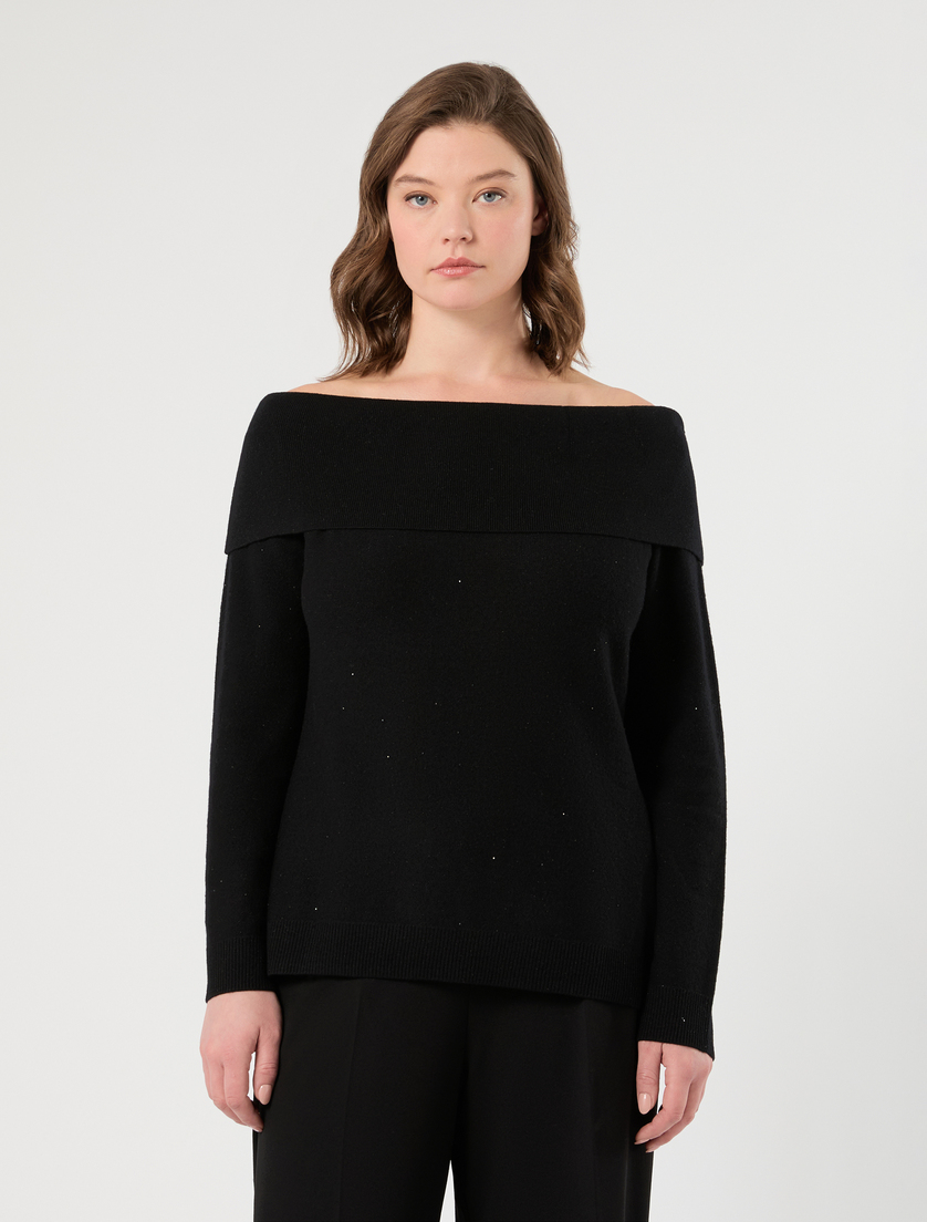 Maglia in filato micropaillettes - NERO - Marina Rinaldi - 3