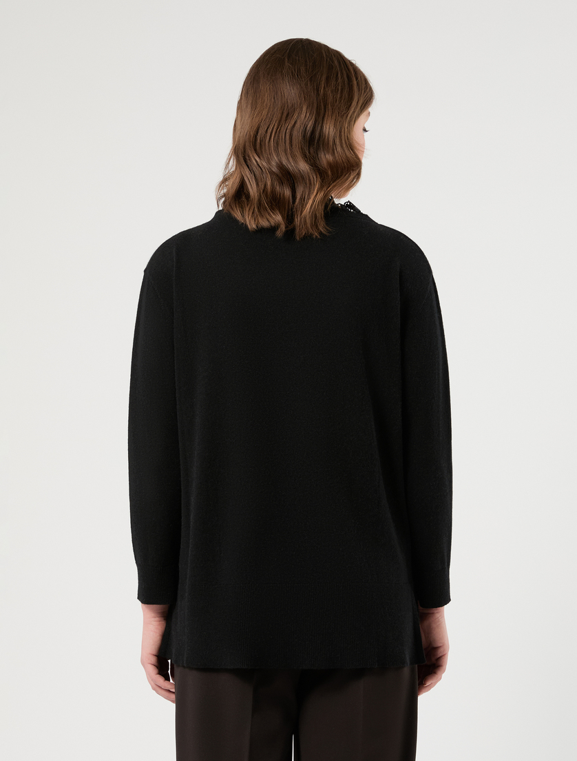 Pullover aus Wolle mit Spitze - SCHWARZ - Marina Rinaldi - 4