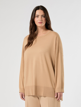 Oversized viscose-blend sweater - CAMEL - Marina Rinaldi - 3