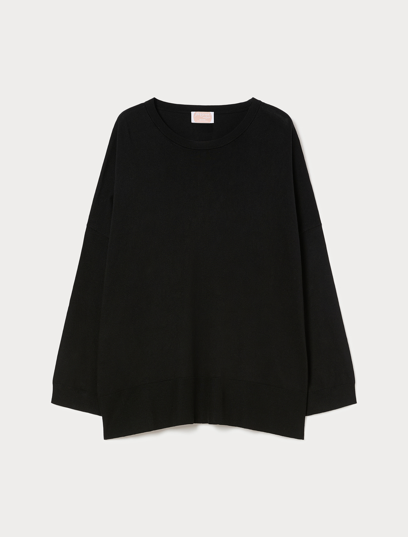 Oversized viscose-blend sweater - BLACK - Marina Rinaldi