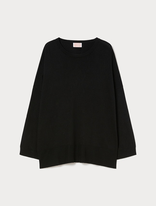Oversized viscose-blend sweater - BLACK - Marina Rinaldi - 1