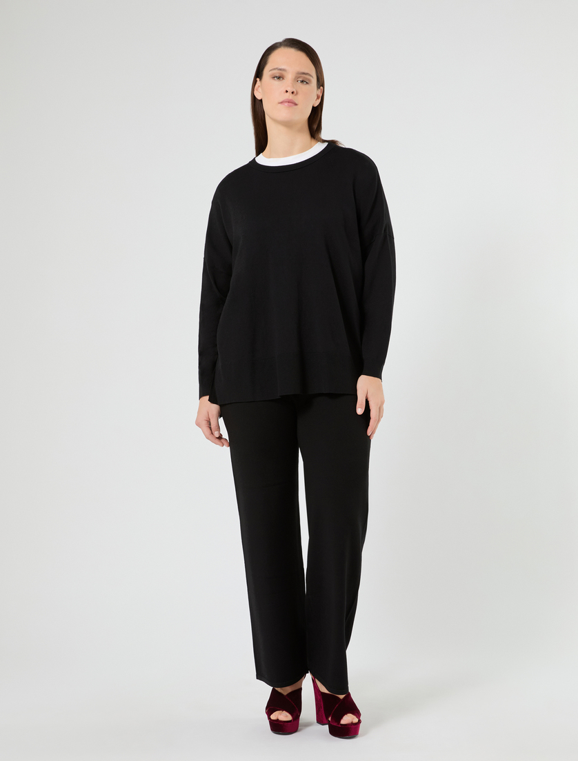 Oversized viscose-blend sweater - BLACK - Marina Rinaldi - 2