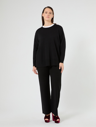 Oversized viscose-blend sweater - BLACK - Marina Rinaldi - 2