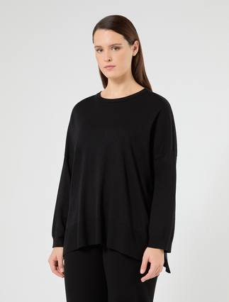 Oversized viscose-blend sweater - BLACK