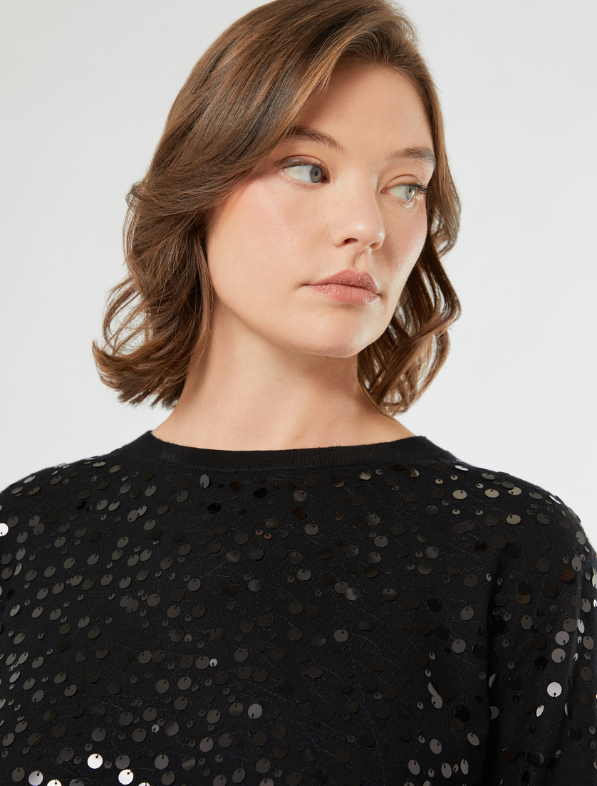 Sequinned viscose sweater - BLACK - Marina Rinaldi - 5