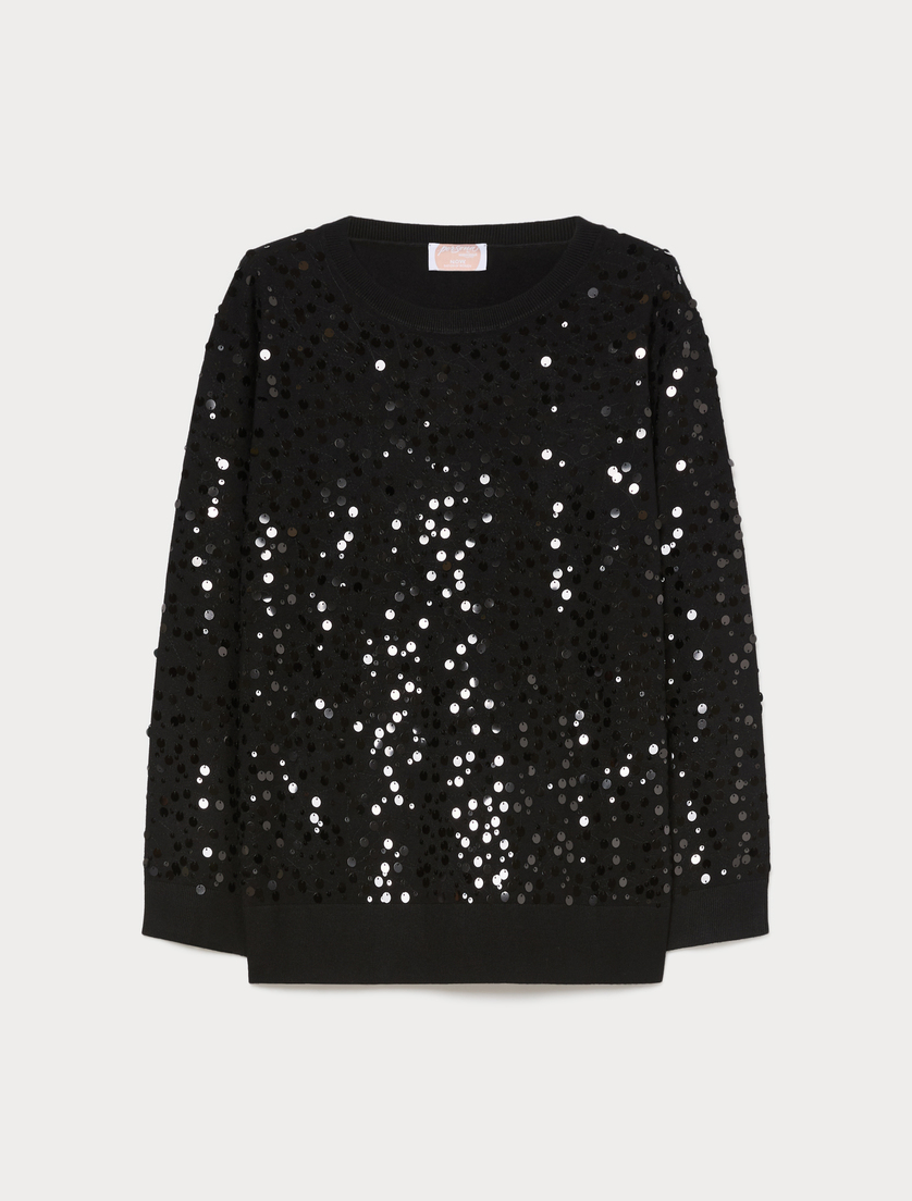 Sequinned viscose sweater - BLACK - Marina Rinaldi