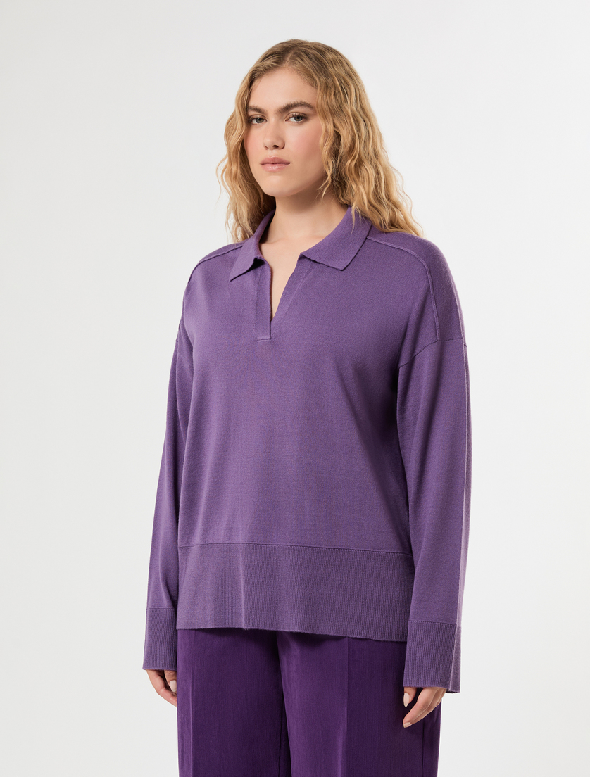 Wool-blend polo sweater - PURPLE - Marina Rinaldi - 3
