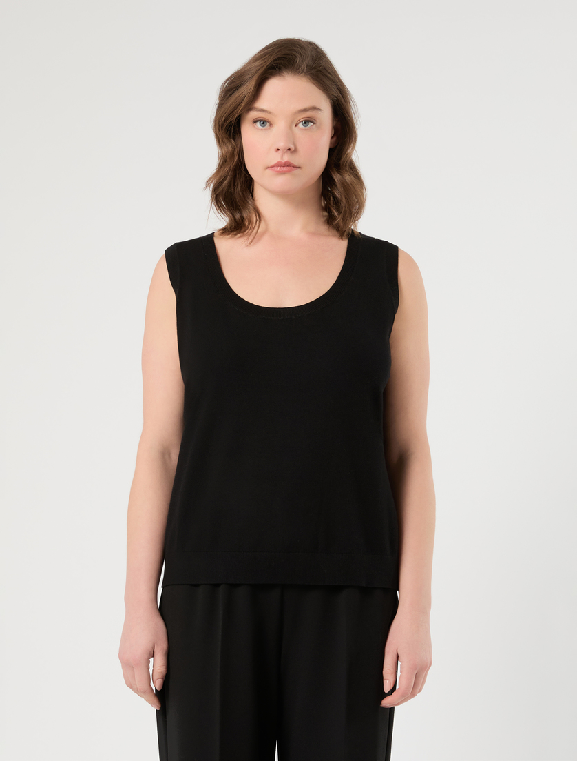 Viscose cardigan and vest top - BLACK - Marina Rinaldi - 5