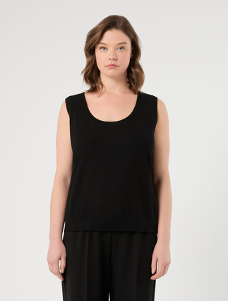 Viscose cardigan and vest top - BLACK - Marina Rinaldi - 5