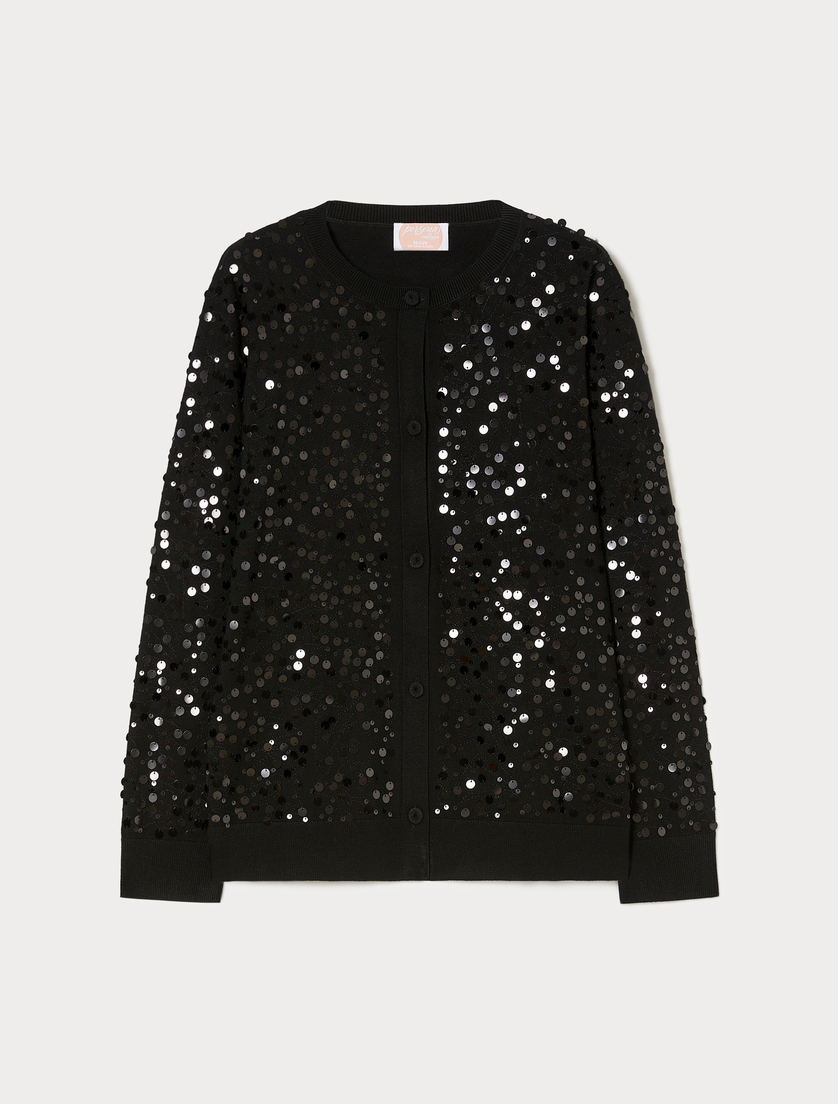 Viscose cardigan and vest top - BLACK - Marina Rinaldi