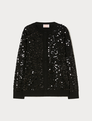 Viscose cardigan and vest top - BLACK - Marina Rinaldi - 1