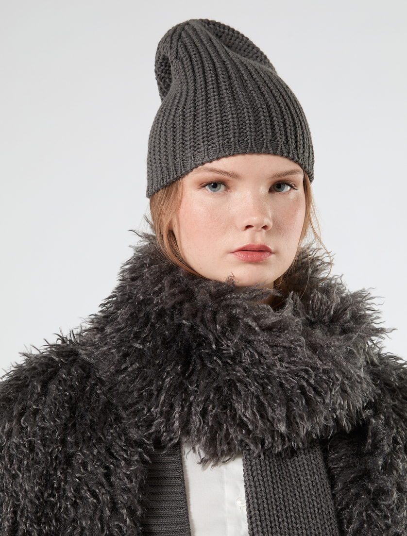 Knit beanie and scarf - MEDIUM GREY - Marina Rinaldi