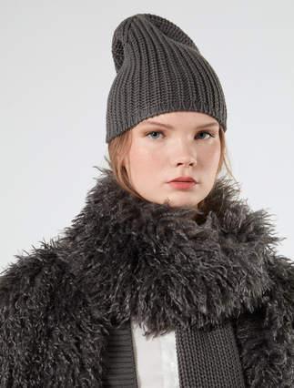 Knit beanie and scarf - MEDIUM GREY - Marina Rinaldi - 1