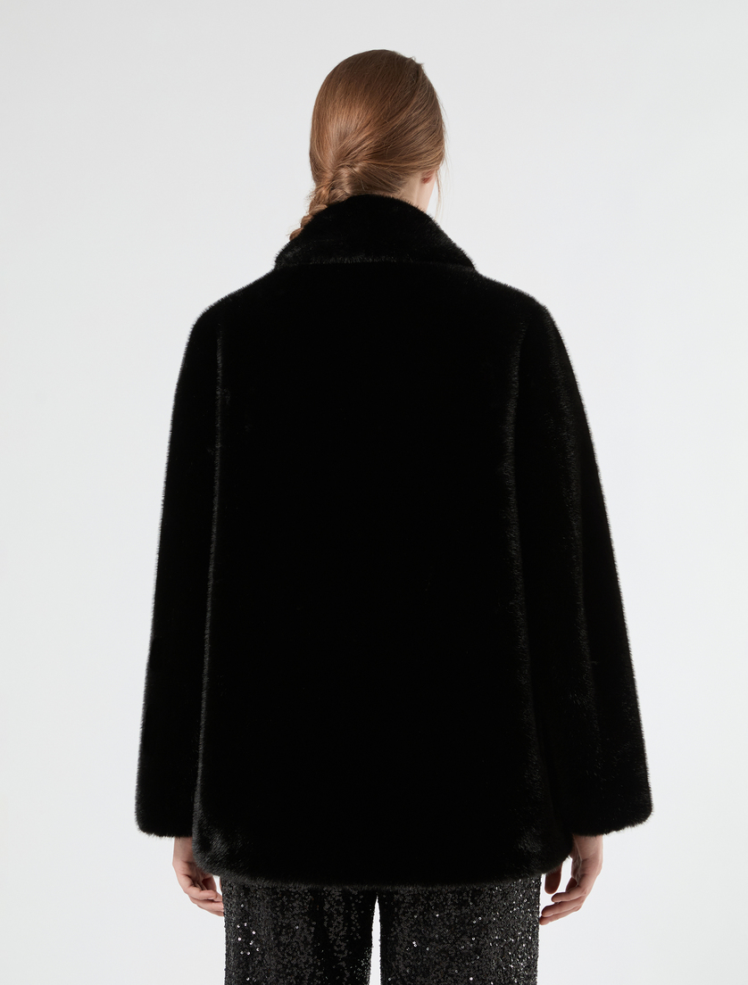 Fluffy-textured heavy jacket - BLACK - Marina Rinaldi - 4