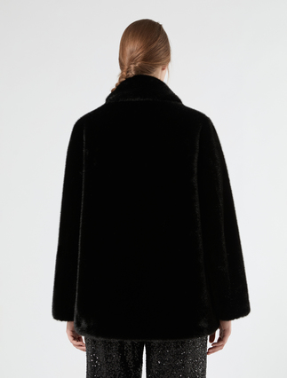 Fluffy-textured heavy jacket - BLACK - Marina Rinaldi - 4