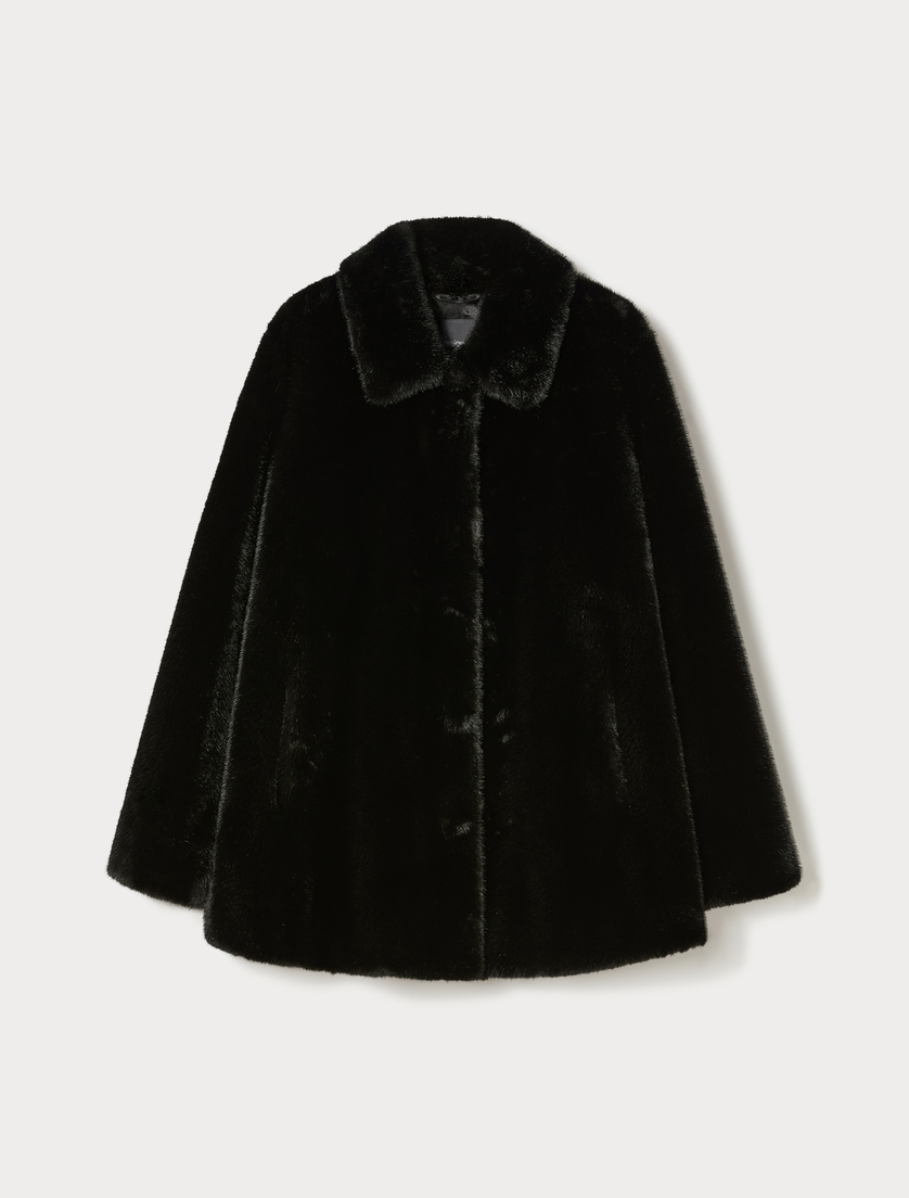 Fluffy-textured heavy jacket - BLACK - Marina Rinaldi