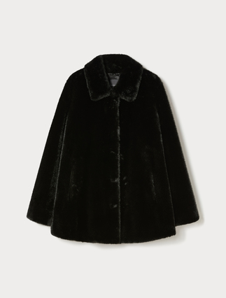 Fluffy-textured heavy jacket - BLACK - Marina Rinaldi - 1