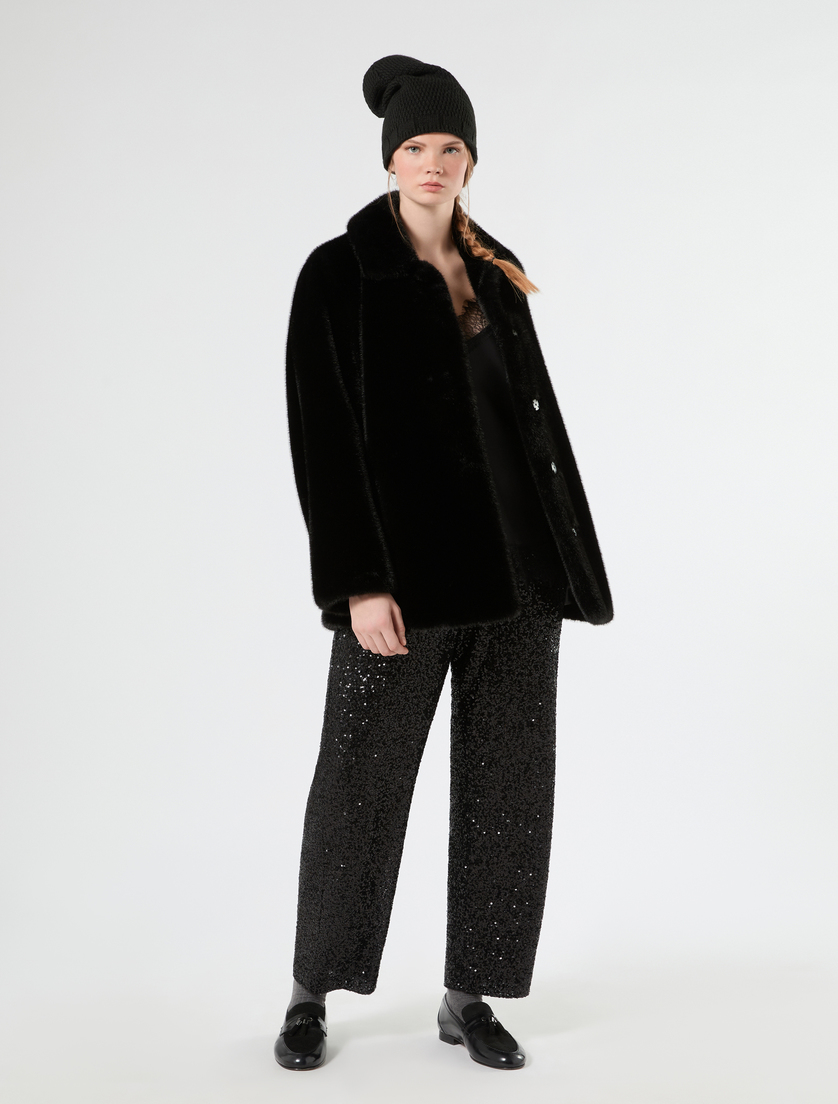 Fluffy-textured heavy jacket - BLACK - Marina Rinaldi - 2
