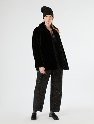 Fluffy-textured heavy jacket - BLACK - Marina Rinaldi - 2