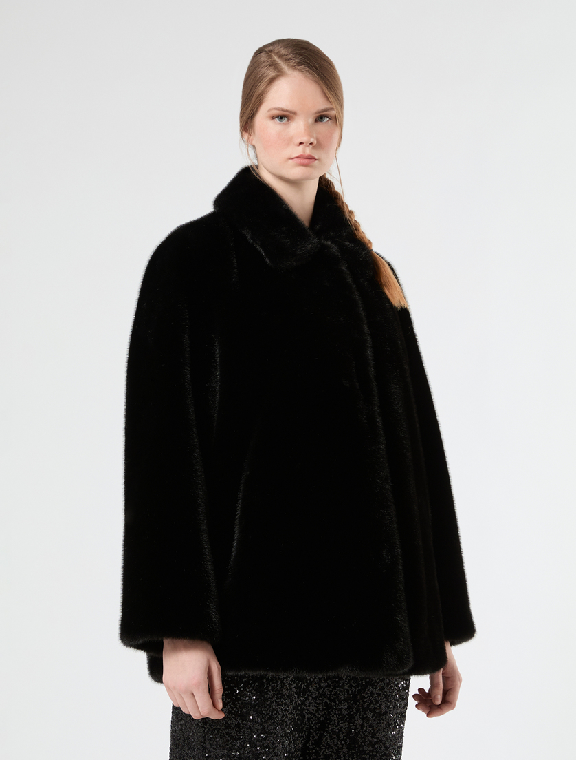 Fluffy-textured heavy jacket - BLACK - Marina Rinaldi - 3