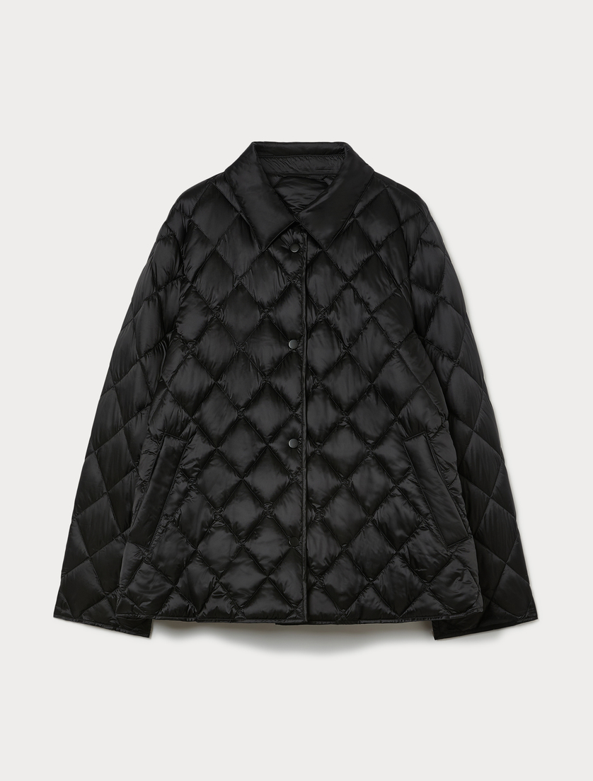 Iridescent nylon canvas padded jacket - BLACK - Marina Rinaldi