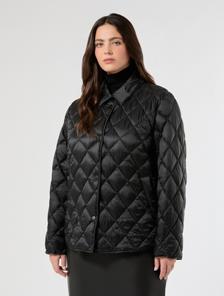 Iridescent nylon canvas padded jacket - BLACK