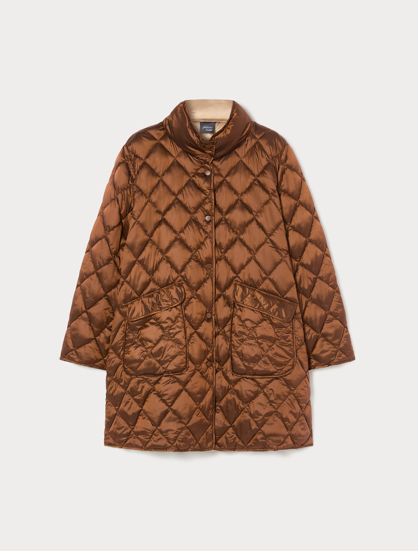 Iridescent nylon canvas padded jacket - TOBACCO - Marina Rinaldi