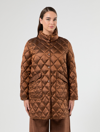 Iridescent nylon canvas padded jacket - TOBACCO - Marina Rinaldi - 3