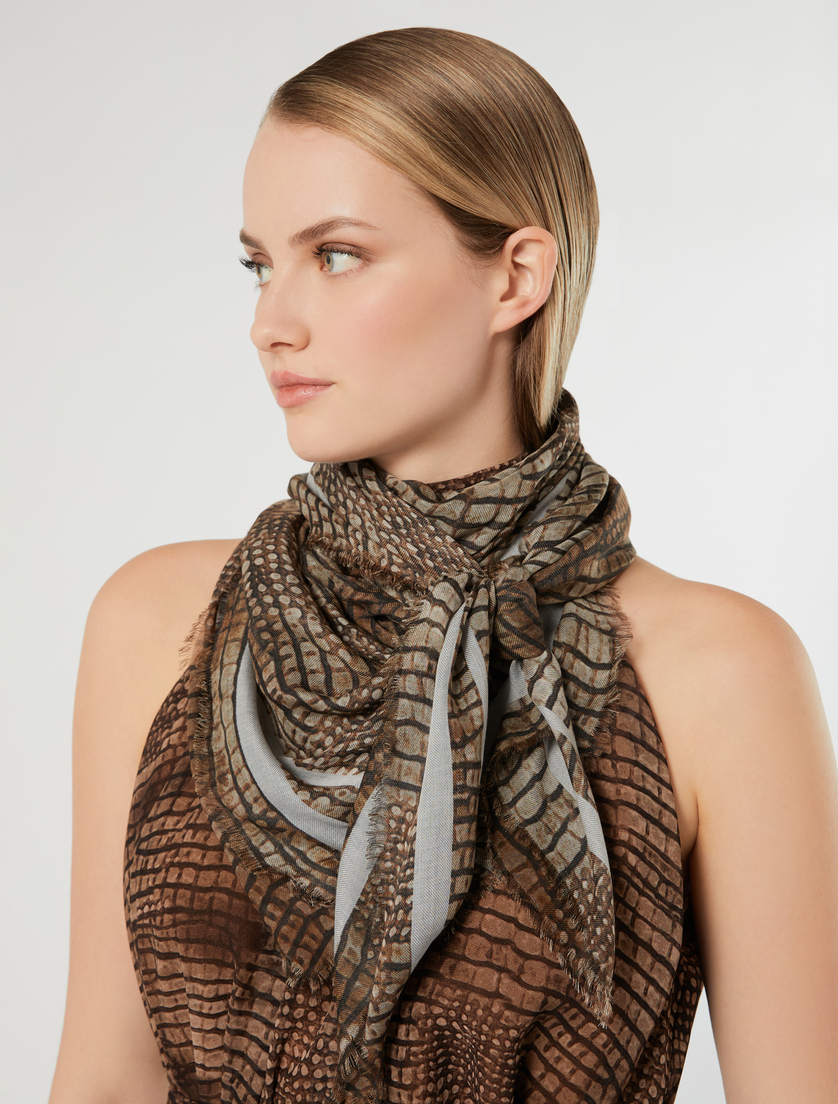 Wool and modal scarf - DARK BOWN - Marina Rinaldi - 3