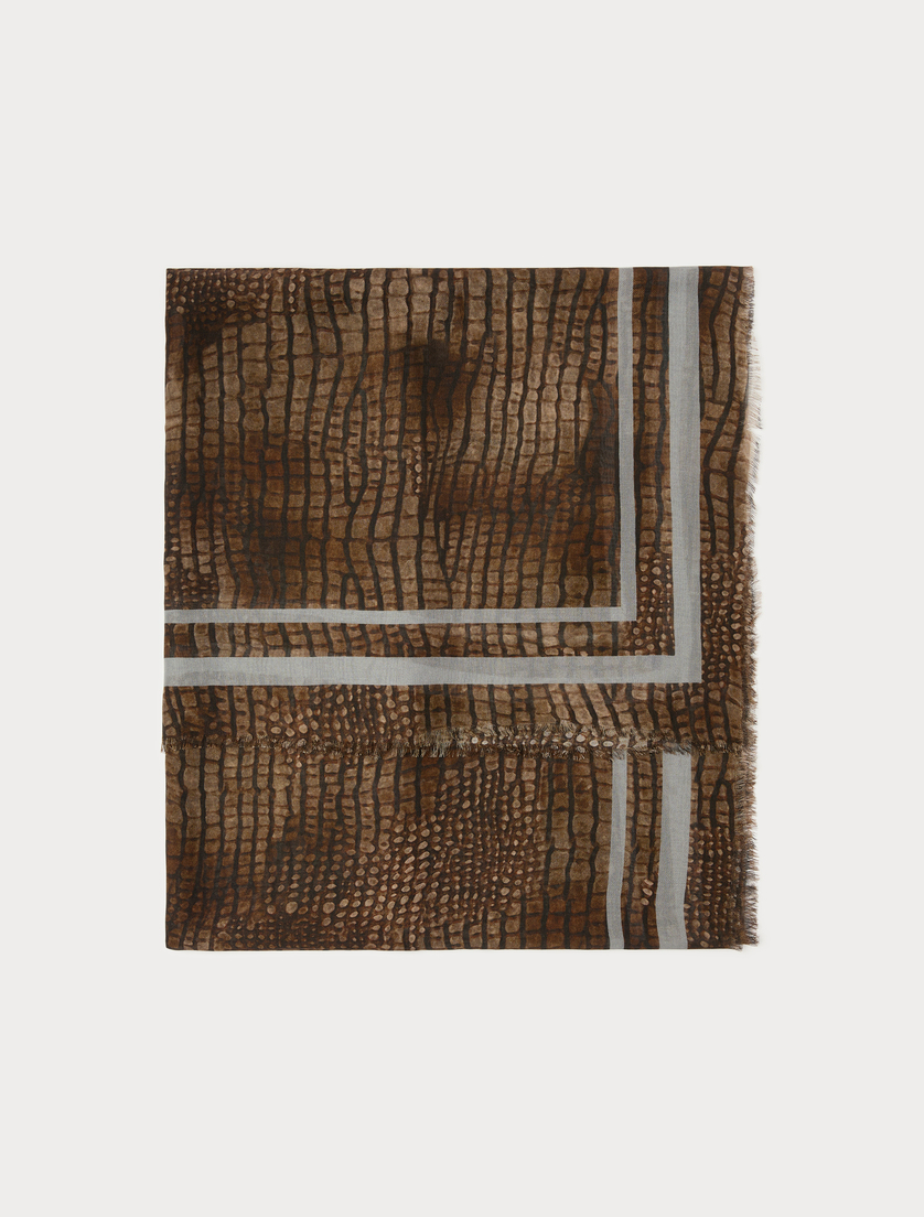 Wool and modal scarf - DARK BOWN - Marina Rinaldi
